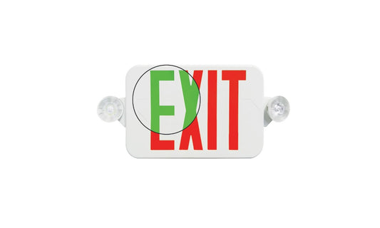 Red or Green Letter Selectable LED Exit & Emergency Combo with Battery Backup - Let There Be Lighting