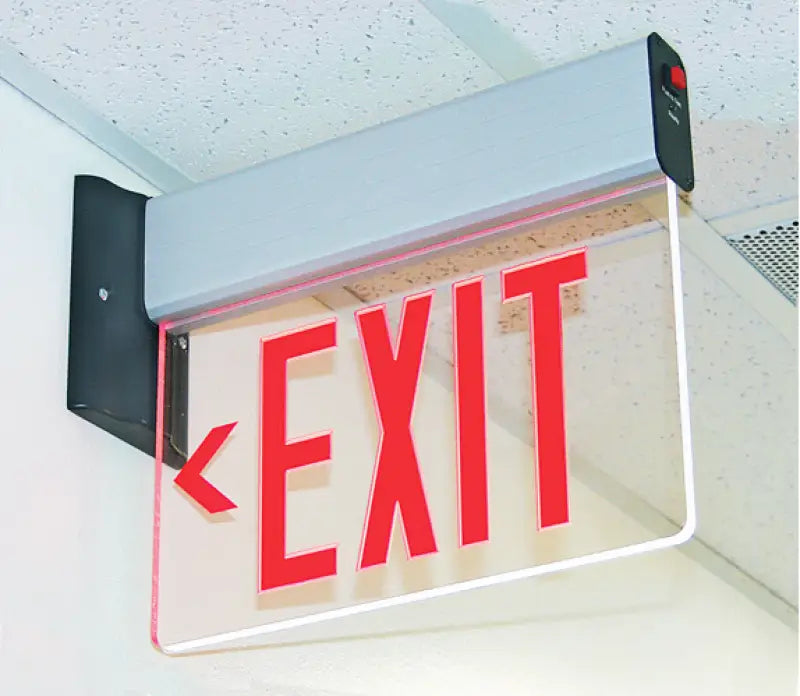 Universal Mount LED Edge Lit Exit Sign with Battery Backup - Surface Mount Edge Lit Exit Sign