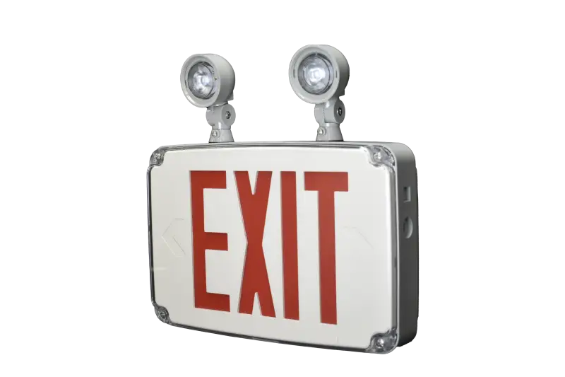 Wet Location Exit & Emergency Combo Selectable Red or Green Lettering - Exit and emergency combo